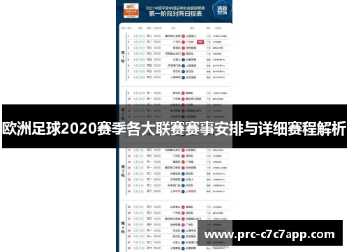 欧洲足球2020赛季各大联赛赛事安排与详细赛程解析